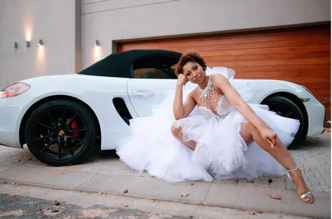 Actress Enhle Mbali buys herself a Porsche for her 33rd birthday (VIDEO)