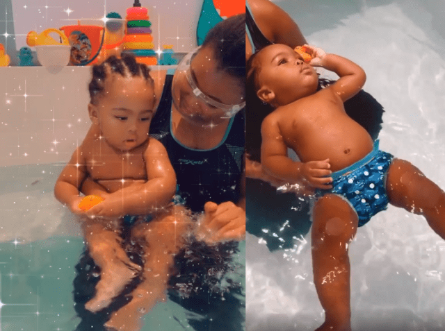 Simz Ngema’s son first swimming lesson – Video