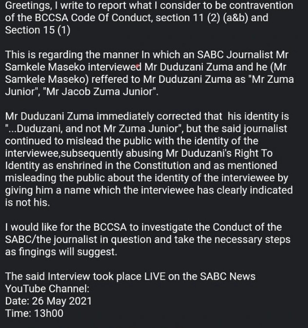 SABC Journalist in big trouble after he said this to Duduzani Zuma