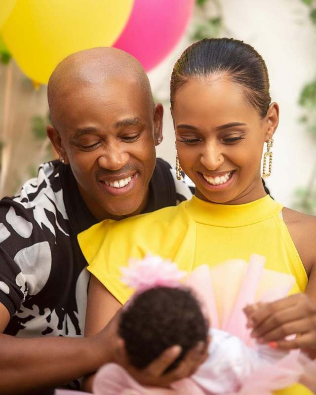 She is so cute: Mafikizolo’s Theo Kgosinkwe and his wife Vourne show off their pretty baby girl – Photos