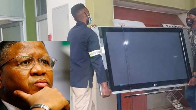 DRAMA: Minister Fikile Mbalula’s computers, fridges & flat-screen TVs taken away after failing to pay