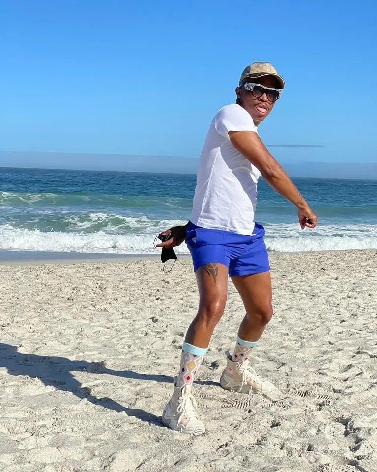 LOL! Somizi pretends to be a famous soccer player while in Namibia – Video