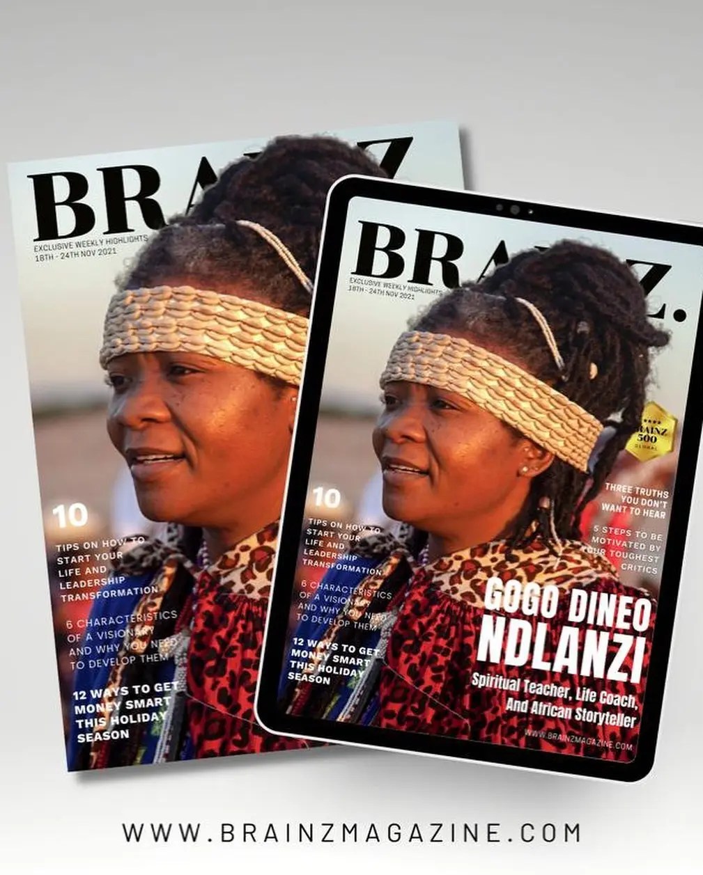 Gogo Dineo graces the cover of Brainz magazine