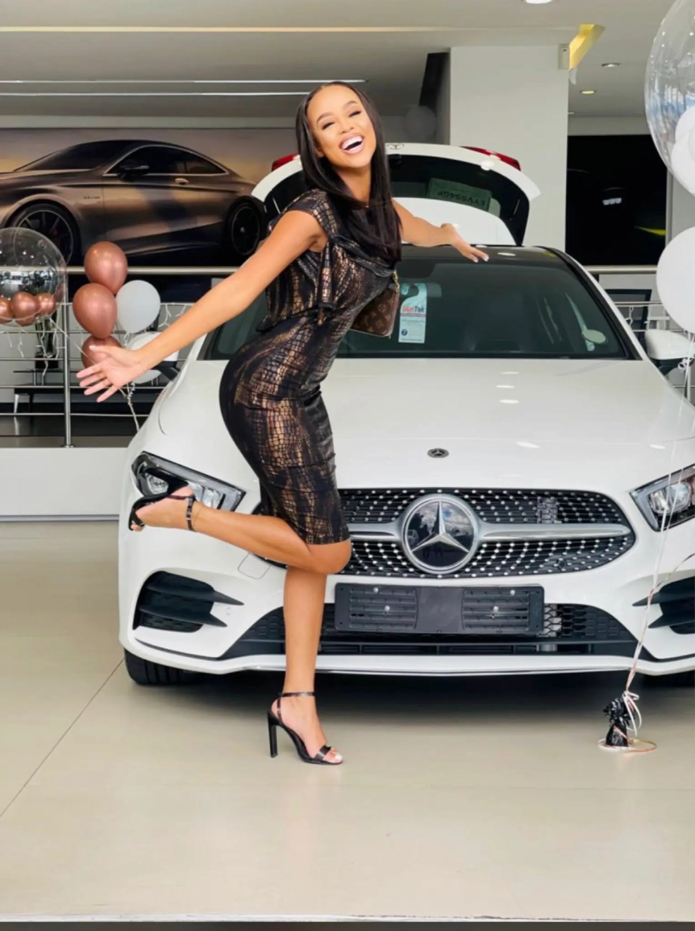 Actress Ntando Duma blesses herself with a brand new Mercedes Benz – Video