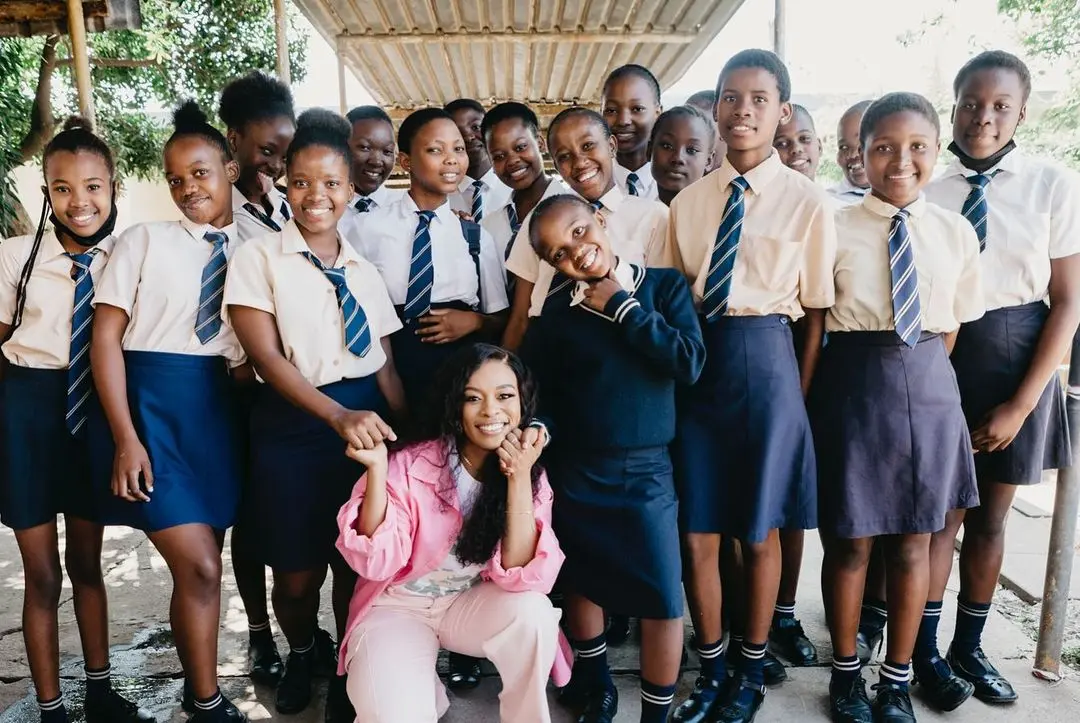 Nomzamo Mbatha celebrates the start of Dr JL Dube High School rebuilding