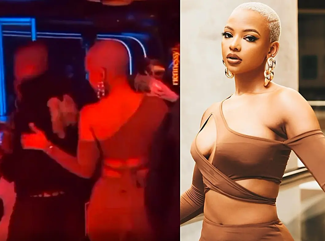 WATCH: Mihlali Ndamase filmed fighting with Leeroy Sidambe, a married man in the nightclub