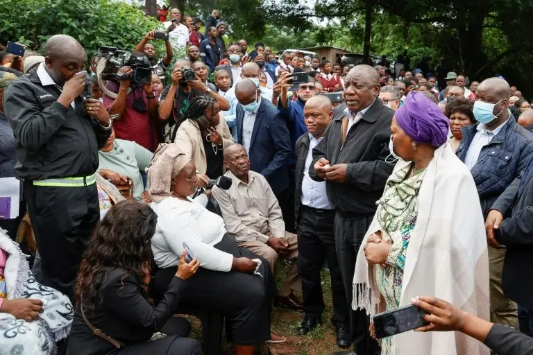 President Cyril Ramaphosa consoles families after deadly floods