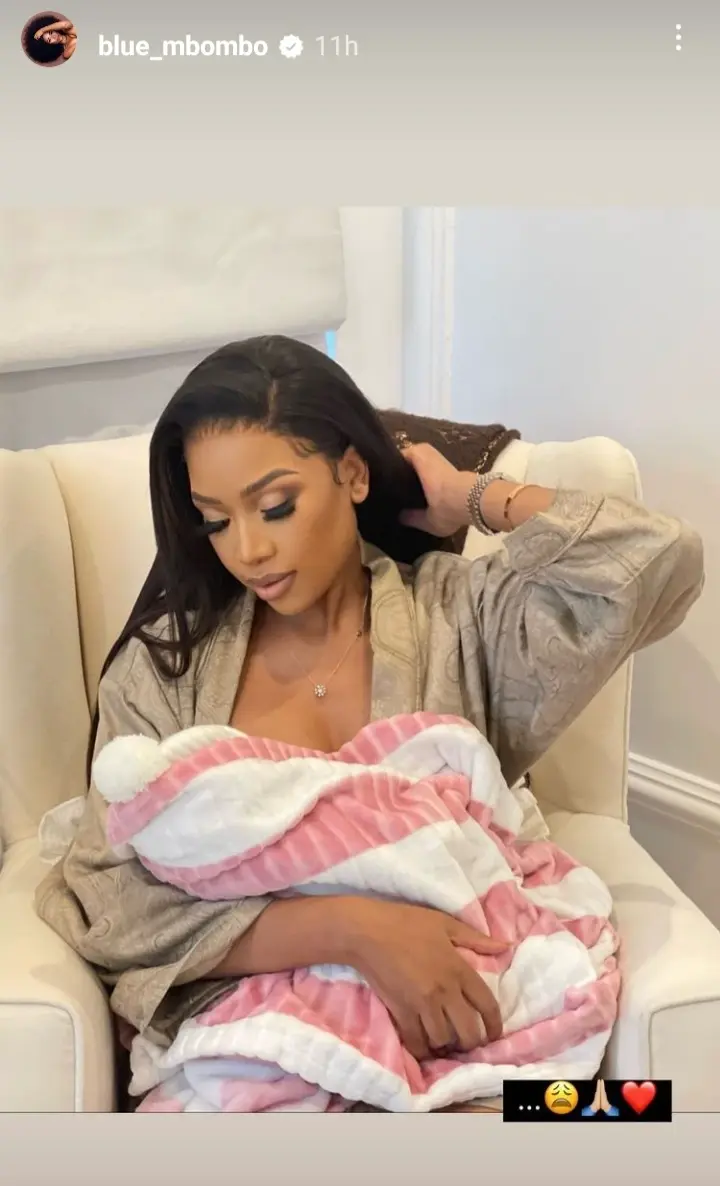 New mom Blue Mbombo shares cute picture breastfeeding her daughter