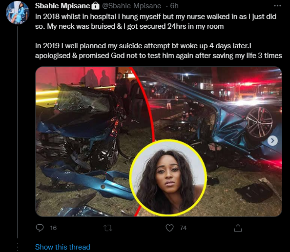Sbahle Mpisane opens up about attempting to kill herself, 3 times