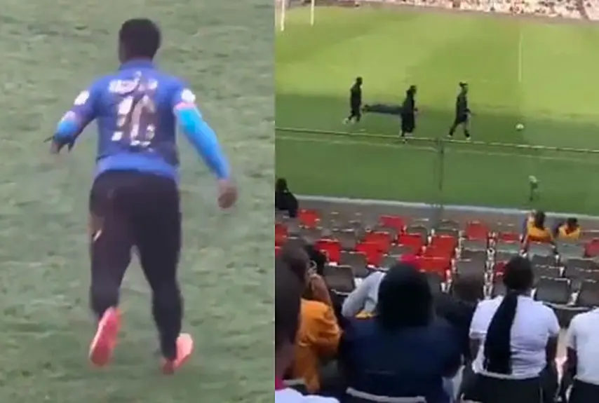 WATCH: Andile Mpisane falls on the ground during warm-up with his Royal AM team