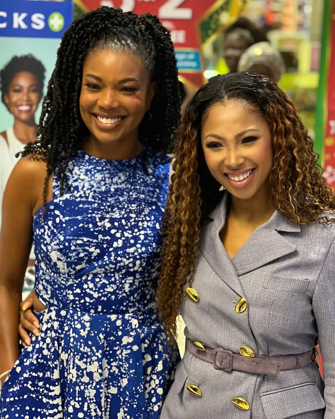 Actress Enhle Mbali shares cute moment with American star, Gabrielle Union – Photos