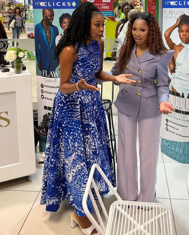 Actress Enhle Mbali shares cute moment with American star, Gabrielle Union – Photos