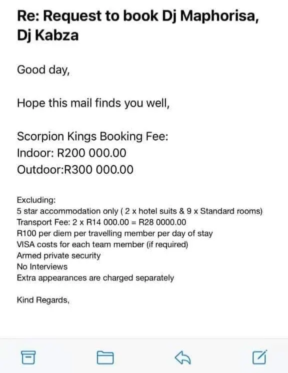 Social media users react to Scorpion Kings’ R300k booking fee