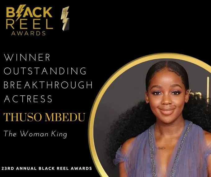 Thuso Mbedu wins Outstanding Breakthrough Actress honours at 23rd Black Reel Awards