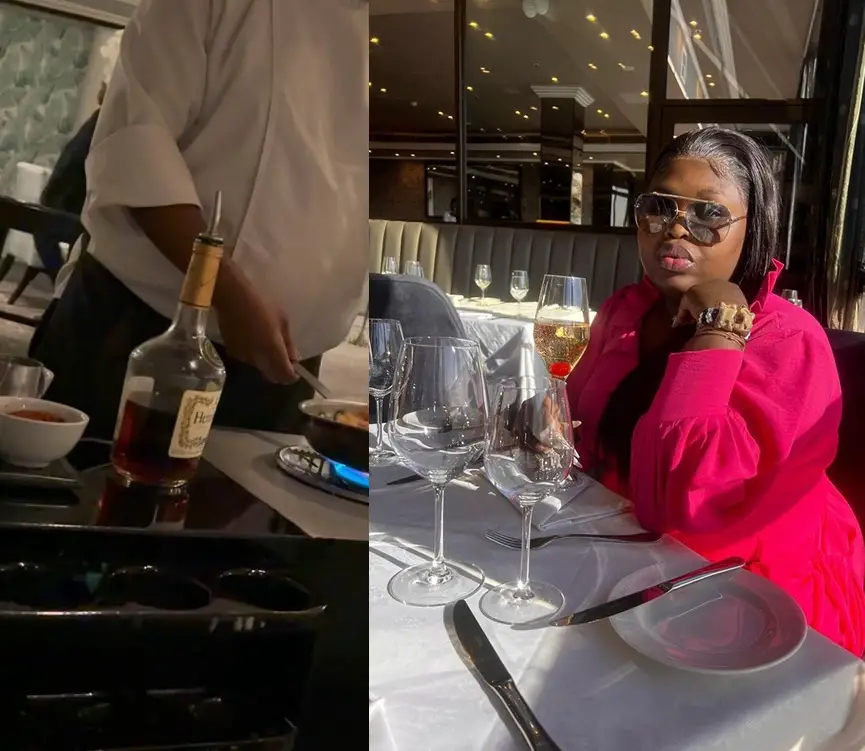 Gogo Maweni causes confusion as she enjoys champagne and shots after reports she’s pregnant