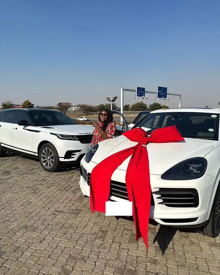 Photos: Gogo Maweni flaunts her expensive Birthday gift, a multi-million rand Porsche