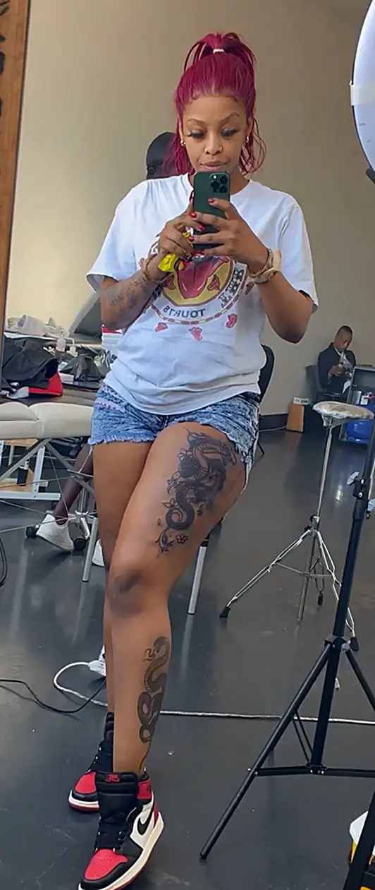 Big Brother Mzansi winner Mphowabadimo shows off new tattoo on her thigh