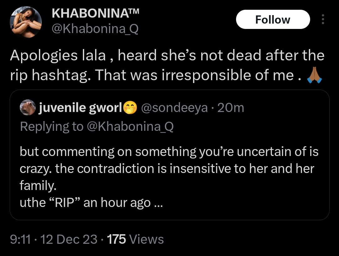 ‘Shaka Ilembe’ actress Khabonina apologises for Zahara post