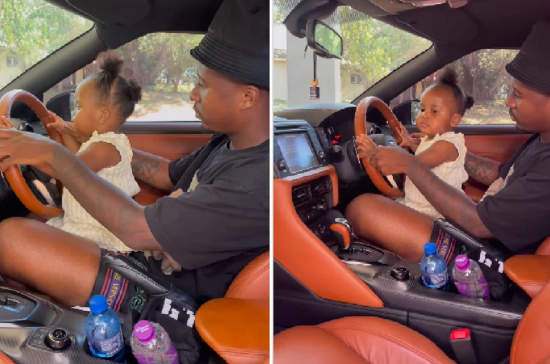 WATCH – Andile Mpisane teaches his daughter how to drive