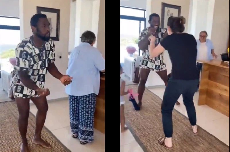 WATCH – Siya Kolisi dances in his shorts in front of his in-laws