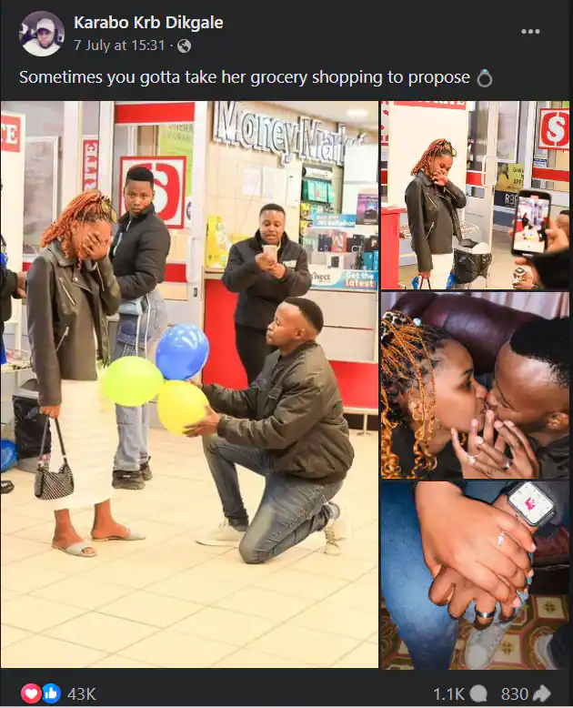 "This is Lovely": Mzansi Man Boldly Gets Down on 1 Knee at Shoprite as He Proposes to Bae